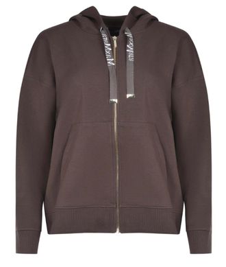 Max Mara Brown Solid Zip Up Hoodie