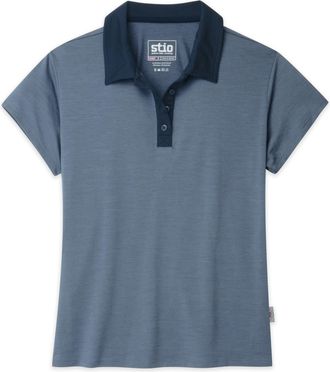 Stio | Womens Alpin Lightweight Merino Polo Shirt Short Sleeve, Size Extra Small in Vintage Indigo