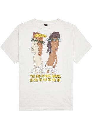 Saint Mxxxxxx Saint Mxxxxxx End Is Hear Printed Cotton T-shirt - Cream - Xxl