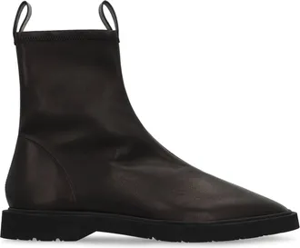Celine Mens Leather Ankle Boot With Tapered Shape Black Lamb
