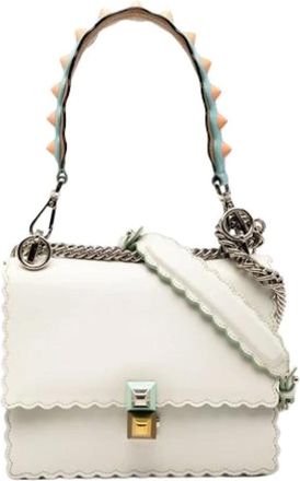 Fendi Pre-owned Shoulder Bags, female, White, Size: ONE SIZE Pre-owned Leather Shoulder Bag