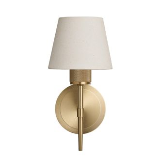 Industville Knurled Empire Torch Wall Light - Light Natural Cotton - Brass in Metallic Gold | Size: Medium