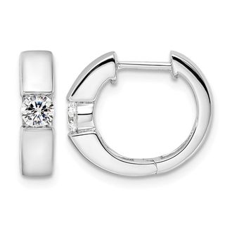 Diamond2Deal 14k Gold 1/3 ct Lab Grown Diamond Hinged Hoop Earrings VS Clarity, D-E Color