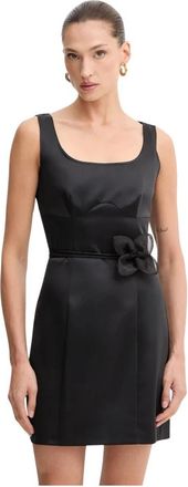 Rotate Satin Flower Mini Jurk - Dames - Korte kleedjes - Zwart - XS - Polyester - Kleedjes