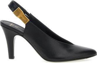Balmain Pumps, female, Black, Size: 7 1/2 US Leather Slingback Tara Shoes