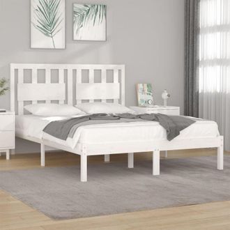 vidaXL Estructura Cama Doble Peque&ntilde;a Sin Colch&oacute;n Madera Maciza Blanco Vidaxl