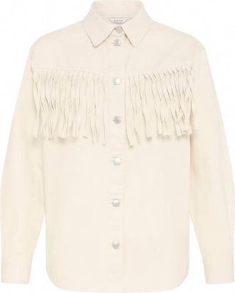 b.young Womens Tessa Fringe Jacket In Cream