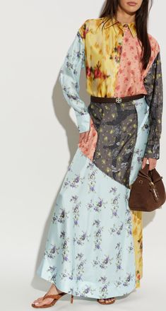 Ganni Silk Shirt With Raw Finish, Womens, Multicolour