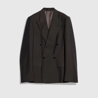 Gucci Pinstripe Wool Mohair Jacket, Brown, Ready-to-wear