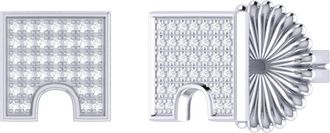 LuvMyJewelry City Arches Square Sterling Silver Diamond Stud Earring
