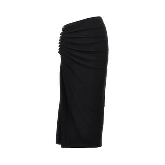 Paco Rabanne Gathered jersey midi skirt Woman 38