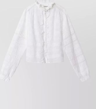 Isabel Marant ruffled collar long sleeve striped mesh blouse