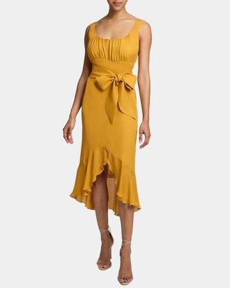 Santorelli Rina Sleeveless Dress in Silk Georgette in Mango at Nordstrom, Size 4