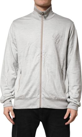 Dolce & Gabbana Light Gray Cotton Zipped Cardigan Mens Sweater