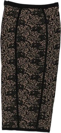 Elisabetta Franchi Midi-rok met kantenpatroon en logodetail - Dames - Kokerrokken - Zwart - L - Nylon - Rokken