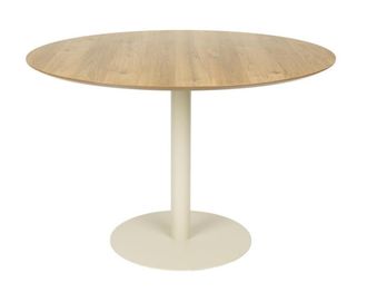 Mathi Design Mesa redonda de acero y mdf imitaci&oacute;n madera