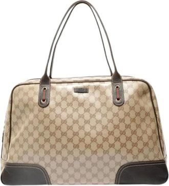 Gucci Pre-owned Handbags, female, Beige, Size: ONE SIZE Pre-owned Sherry Line Boston Bag