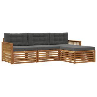 vidaXL Conjunto De Sof&aacute;s De Exterior Con Coj&iacute;n Natural Y Antracita Vidaxl