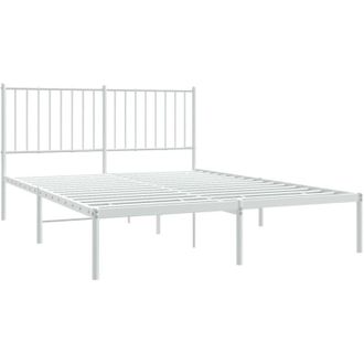 vidaXL Estructura Cama Sin Colch&oacute;n Con Cabecero Metal Blanco 135x190cm Vidaxl