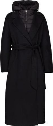 Moorer Lange jas met ceintuur - Dames - Jas met riem - Zwart - XS - Leer - Jassen