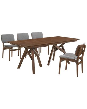 Armen Living Cortina And Lima 5Pc Walnut Rectangular Dining Set