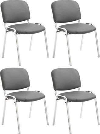 Clp Set De 4 Sillas Ken Cromadas En Polipiel Gris