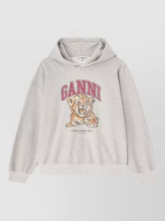Ganni margot kitty organic cotton hooded top