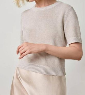 Lilla P Short Sleeve Sparkle Sweater In Mist Sparkle