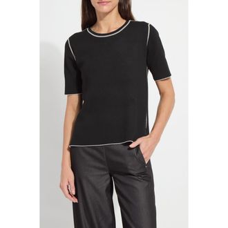 Lyss&eacute; Odessa Reversible Short Sleeve Sweater in Black/Pearl Grey Melange at Nordstrom, Size X-Small
