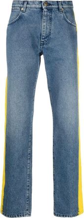 Moschino logo-print slim-cut jeans - men - Cotton - 50 - Blue