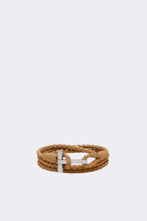 Tom Ford BRAIDED LEATHER BRACELET Size: XL, colour: WALNUT