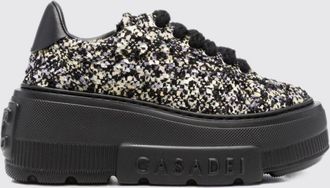 Casadei Abstract Pattern Tweed Platform Chunky Sneakers