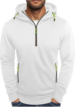 Generic mens hoodie Hoodies for Men Uk Half Zip Long Sleeve Fleece Pullover Tops Comfortable Hooded Sweatshirts Mens Casual Work Activewear Jumpers Lightweigh