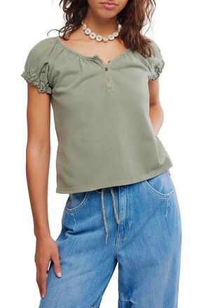 Free People Issa Puff Sleeve Top in Laurel Oak at Nordstrom, Size X-Large