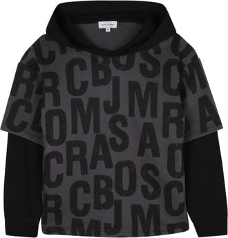 Marc Jacobs Kids Sweatshirts, male, Black, 10 Y, Logo Print Black Jumper Hood