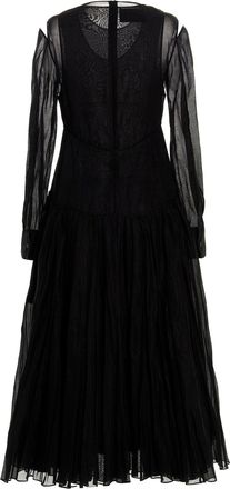 Jil Sander Pleated Chiffon Dress - Black