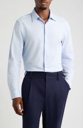 Open Edit Slim Fit Solid Dress Shirt in Blue Halogen at Nordstrom, Size Xx-Large