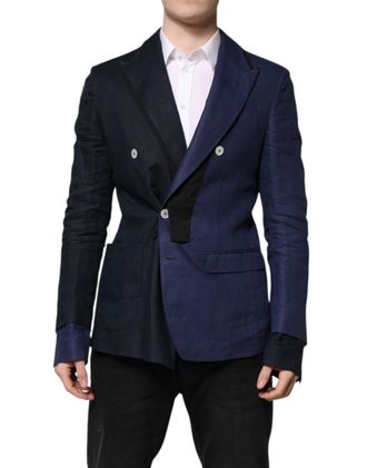 Dolce & Gabbana Navy Blue Double Breasted Suit Coat Mens Blazer