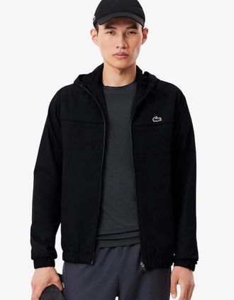 Lacoste Mens Lacoste Mens Water-Repellent Sport Track Jacket - Black - Size: 4 medium