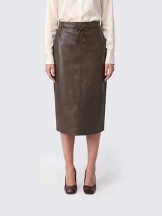 Max Mara Lambskin Midi Pencil Skirt with High-Waist Belt