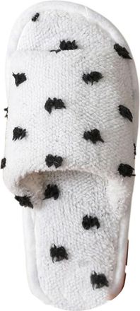 Generic Slippers Women Slip On Soft Sole Non Slip Indoor Open Toe Pattern Comfortable Slides For Home Relaxation Polka Dot Design Womens House Slippers(White,