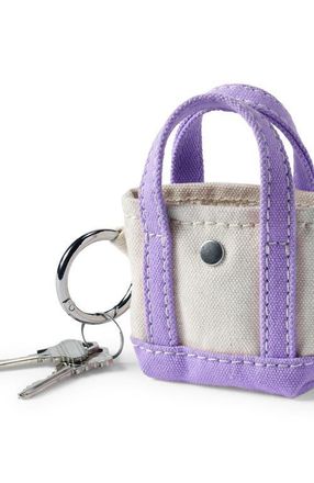 Lands End Mini Canvas Tote Charm in Natural/lavender Cloud at Nordstrom