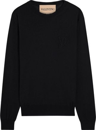 Valentino Garavani Logo-embroidered Wool Jumper - Black - XL