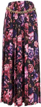 Balenciaga AI Purple Bouquet satin long skirt Woman 38