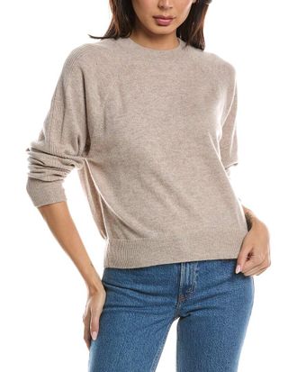 Fort&eacute; Cashmere Rib Trim Cashmere Sweatshirt