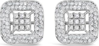 House of Brilliance 10K White Gold 1.00 Cttw Diamond Composite and Halo Stud Earrings (I-J Color, I1-I2 Clarity)