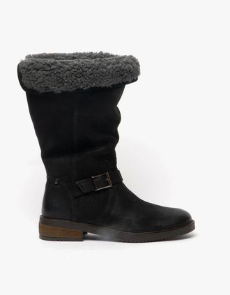 Hush Puppies Womens Hush Puppies BONNIE Womens Leather Mid Height Boots Black - Size: 5