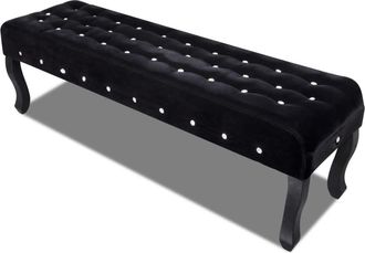 vidaXL Vidaxl - Banco De Terciopelo Negro Con Botones De Cristal