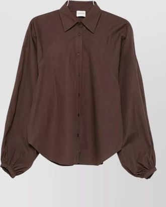 Closed cotton balloon-sleeve shirt