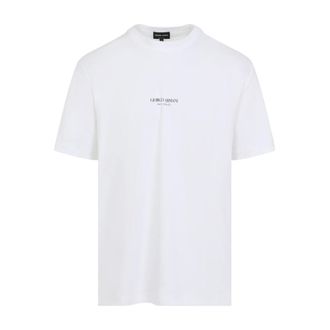 Giorgio Armani T-Shirts, male, White, Size: XL Cotton interlock crew-neck t-shirt